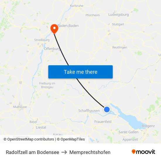 Radolfzell am Bodensee to Memprechtshofen map