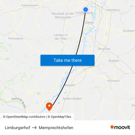 Limburgerhof to Memprechtshofen map