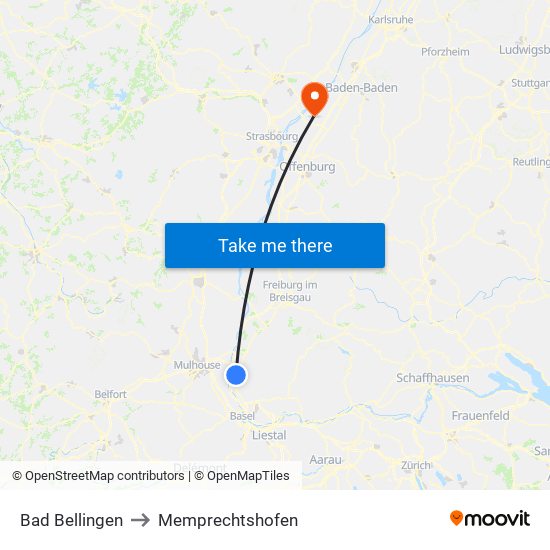 Bad Bellingen to Memprechtshofen map