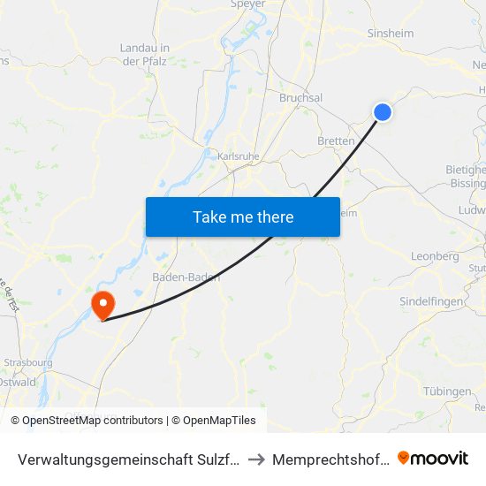 Verwaltungsgemeinschaft Sulzfeld to Memprechtshofen map