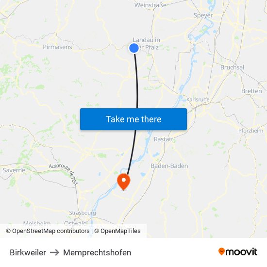 Birkweiler to Memprechtshofen map