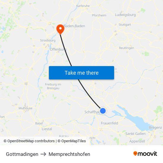 Gottmadingen to Memprechtshofen map
