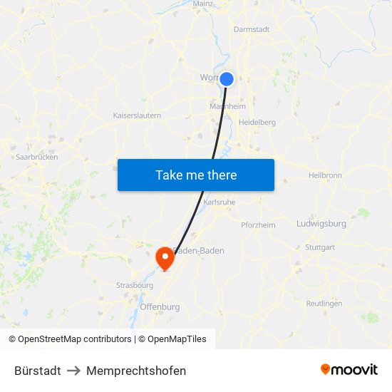 Bürstadt to Memprechtshofen map