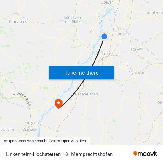 Linkenheim-Hochstetten to Memprechtshofen map