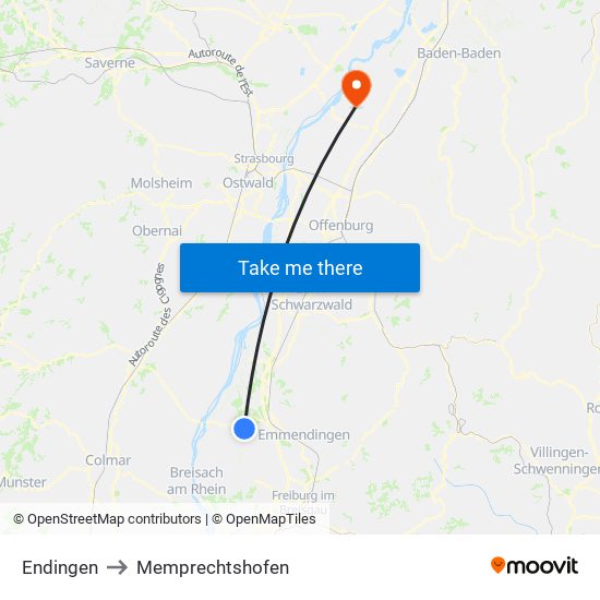 Endingen to Memprechtshofen map