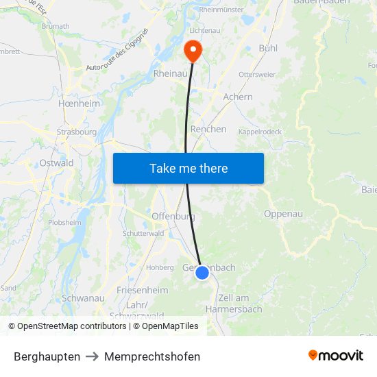 Berghaupten to Memprechtshofen map