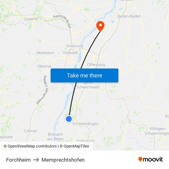 Forchheim to Memprechtshofen map