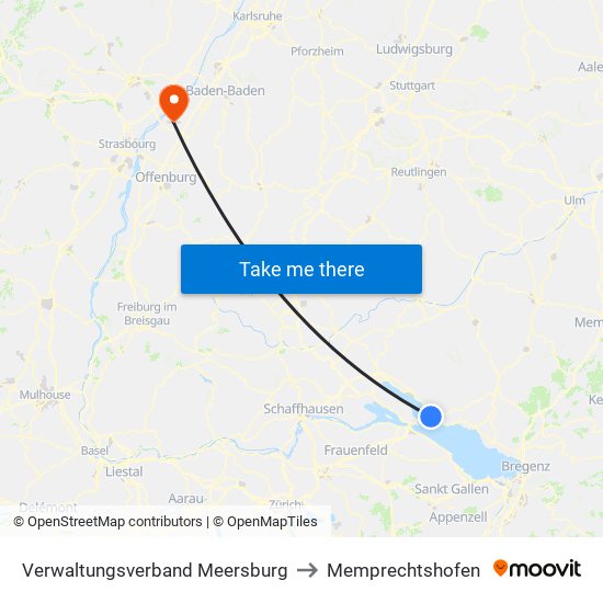 Verwaltungsverband Meersburg to Memprechtshofen map