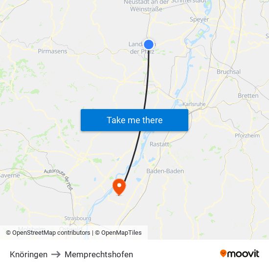 Knöringen to Memprechtshofen map