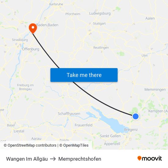 Wangen Im Allgäu to Memprechtshofen map