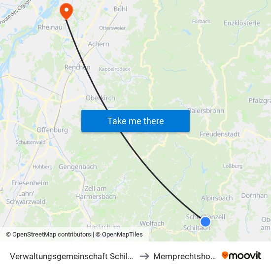 Verwaltungsgemeinschaft Schiltach to Memprechtshofen map