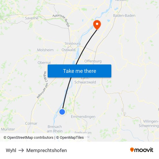 Wyhl to Memprechtshofen map