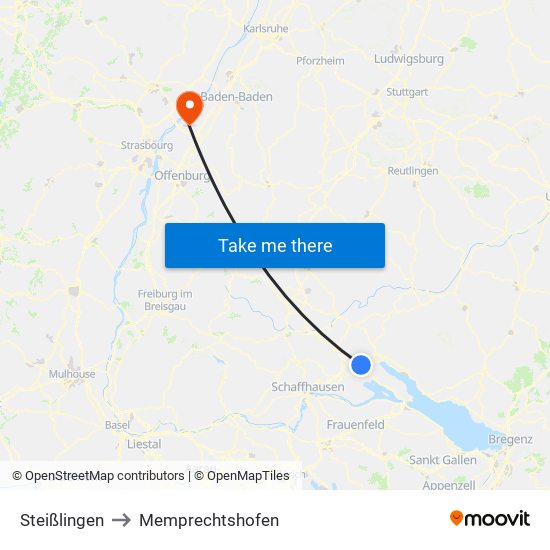 Steißlingen to Memprechtshofen map