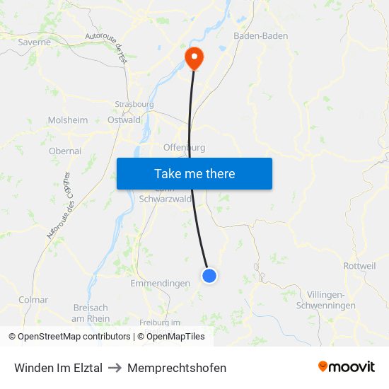 Winden Im Elztal to Memprechtshofen map