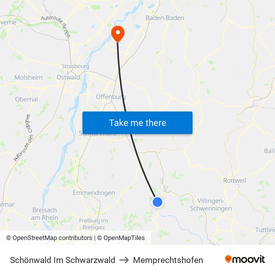 Schönwald Im Schwarzwald to Memprechtshofen map