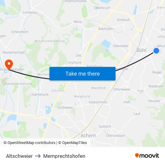 Altschweier to Memprechtshofen map