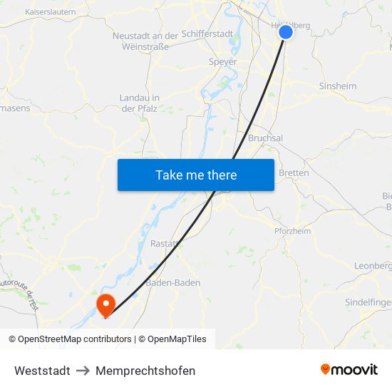 Weststadt to Memprechtshofen map