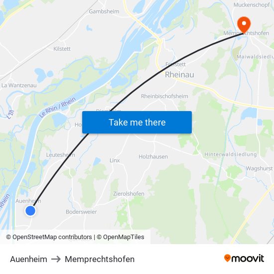 Auenheim to Memprechtshofen map