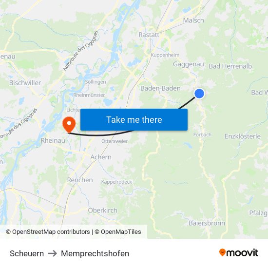 Scheuern to Memprechtshofen map