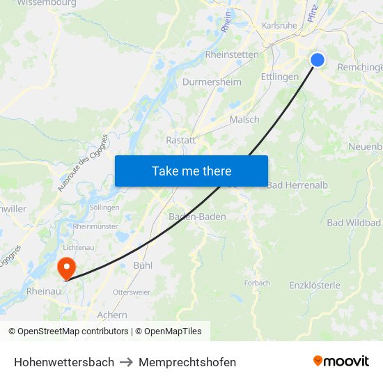 Hohenwettersbach to Memprechtshofen map