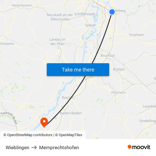 Wieblingen to Memprechtshofen map