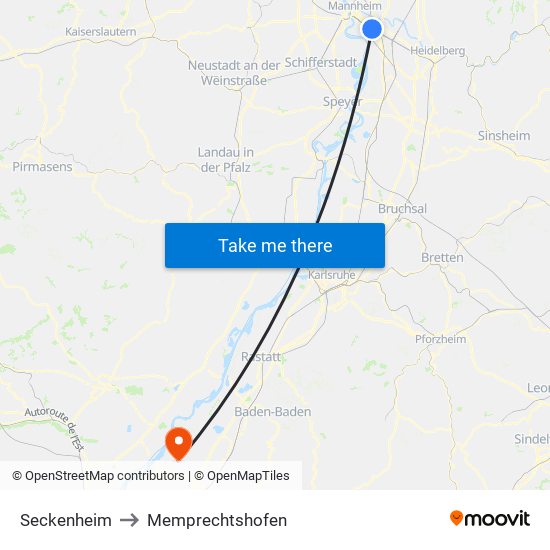 Seckenheim to Memprechtshofen map