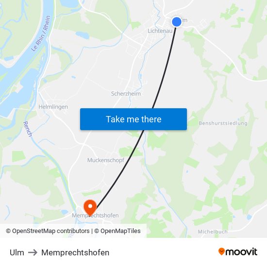 Ulm to Memprechtshofen map