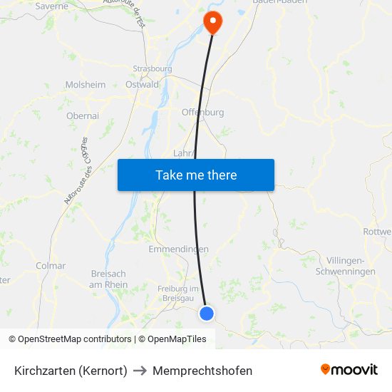 Kirchzarten (Kernort) to Memprechtshofen map