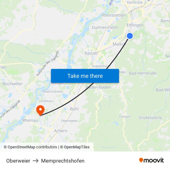 Oberweier to Memprechtshofen map