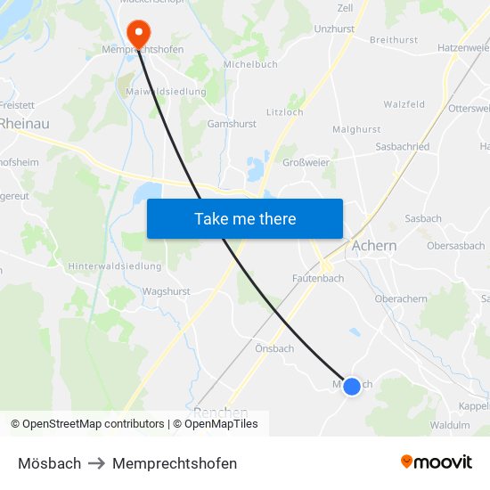 Mösbach to Memprechtshofen map