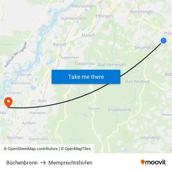 Büchenbronn to Memprechtshofen map