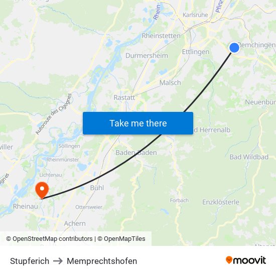 Stupferich to Memprechtshofen map