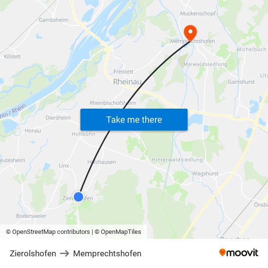 Zierolshofen to Memprechtshofen map