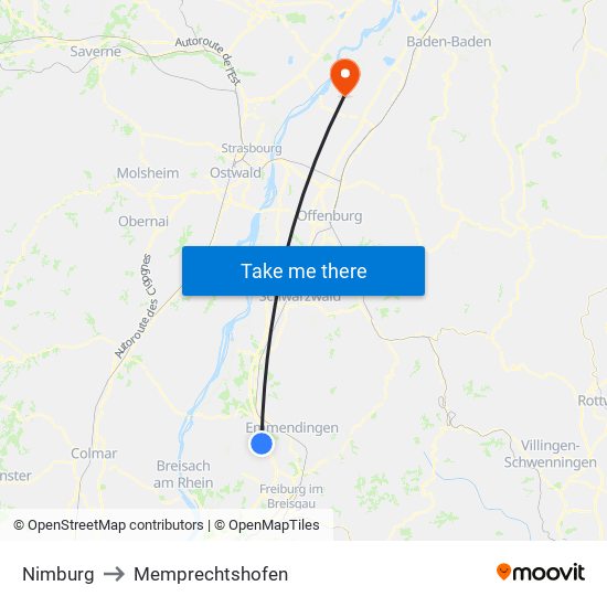 Nimburg to Memprechtshofen map