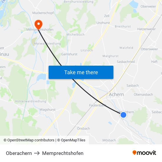 Oberachern to Memprechtshofen map