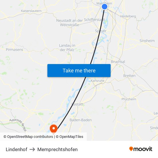 Lindenhof to Memprechtshofen map