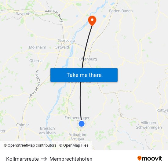 Kollmarsreute to Memprechtshofen map