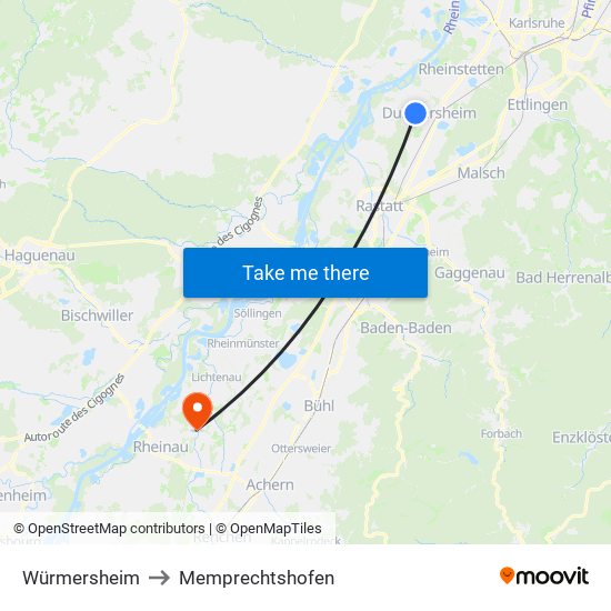 Würmersheim to Memprechtshofen map