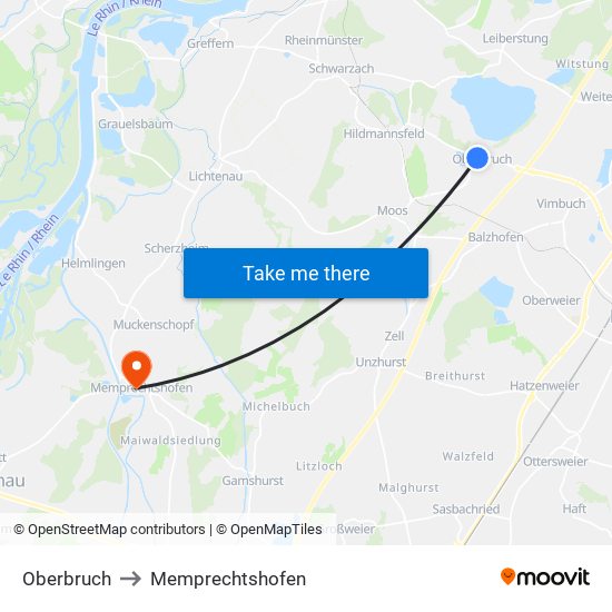 Oberbruch to Memprechtshofen map