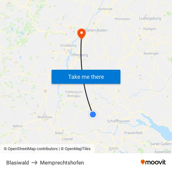 Blasiwald to Memprechtshofen map