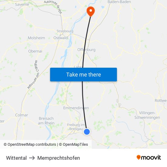 Wittental to Memprechtshofen map