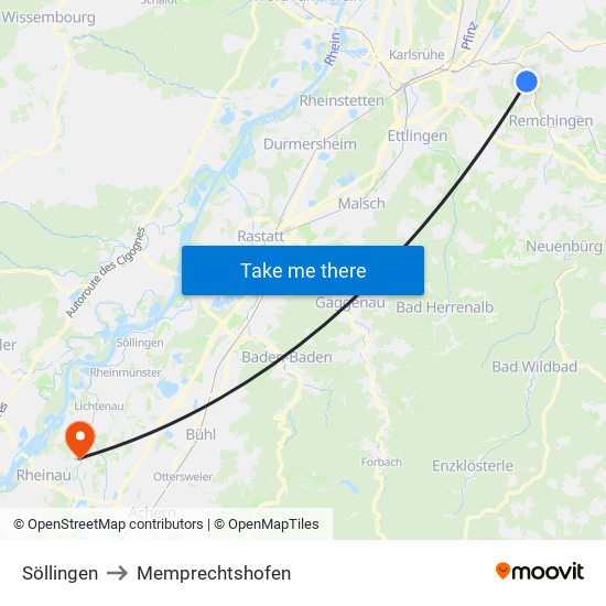 Söllingen to Memprechtshofen map