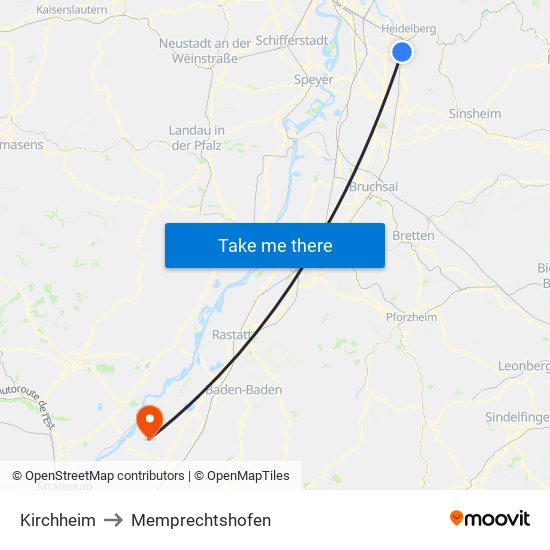 Kirchheim to Memprechtshofen map