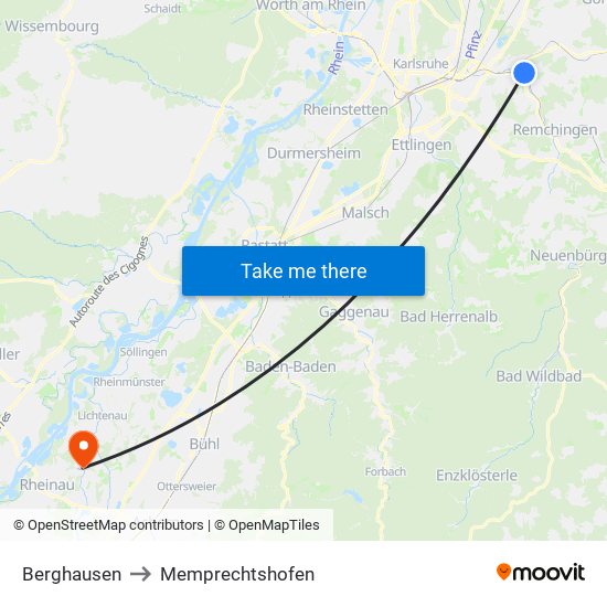 Berghausen to Memprechtshofen map