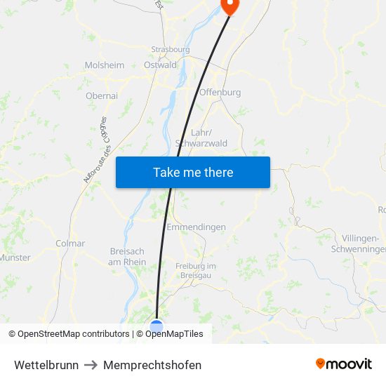 Wettelbrunn to Memprechtshofen map