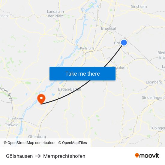 Gölshausen to Memprechtshofen map