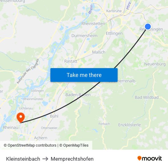 Kleinsteinbach to Memprechtshofen map