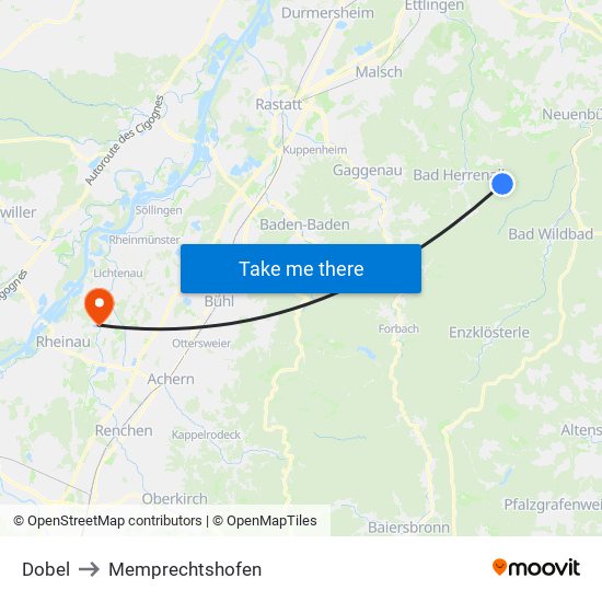 Dobel to Memprechtshofen map