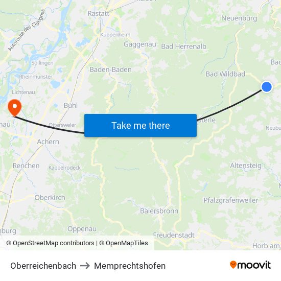 Oberreichenbach to Memprechtshofen map