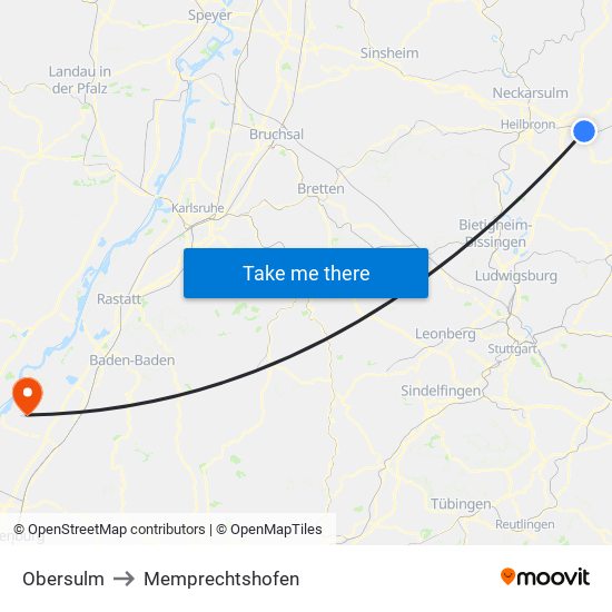 Obersulm to Memprechtshofen map